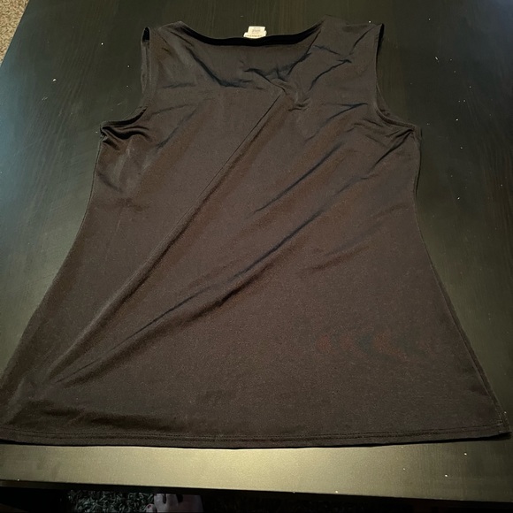Black Covington polyester stretch tank top with beaded design on shoulder - Picture 7 of 7